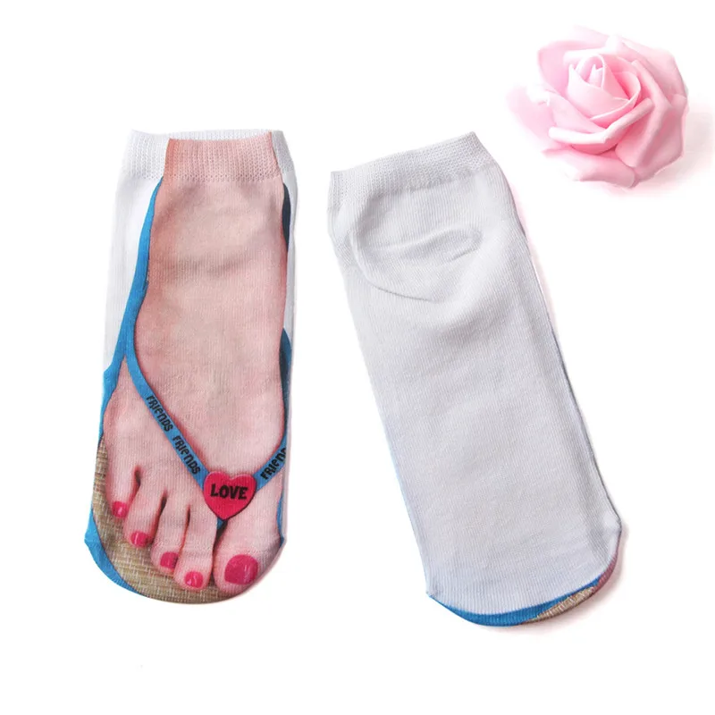 

Dreamlikelin Harajuku Streetwear 3D Flip Flop slippers Print Woman socks Funny Socks Unisex Low Cut Ankle Rainbow Socks