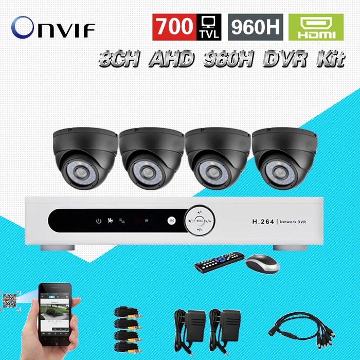 КЦЖП камеры системы безопасности 8ch полный AHD 960 H D1 HDMI 1080 P DVR с 4 шт. 700TVL купольная
