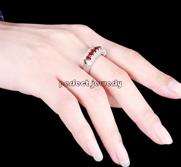 Ювелирное изделие из натурального граната кольцо серебра 925 пробы 0 3ct * 7 шт.