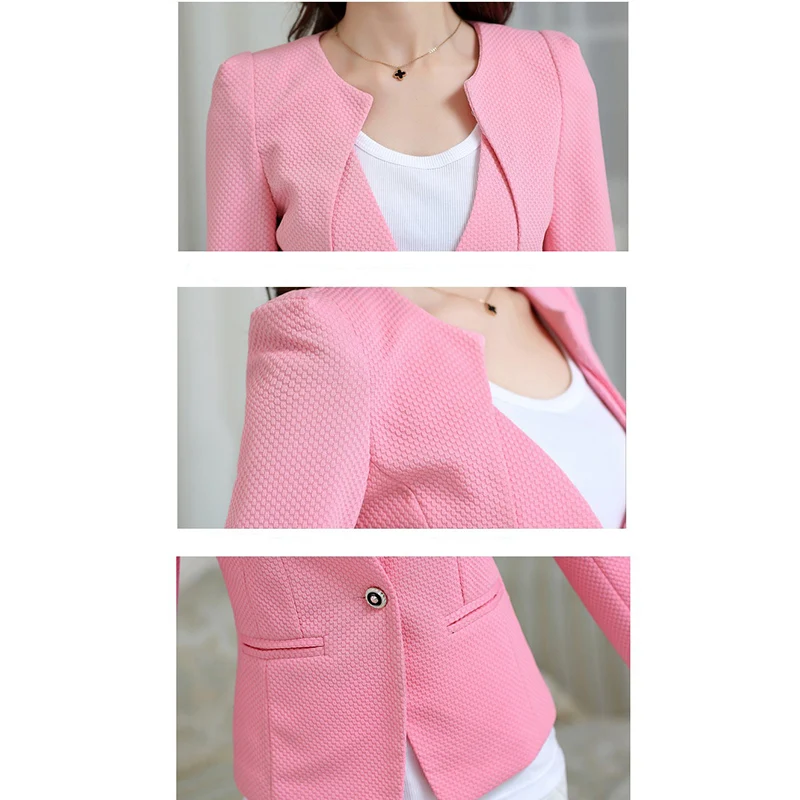 

Wholesale Spring Women Slim Blazer Coat 2019 Plus Size Casual Jacket Long Sleeve One Button Suit Lady Blazers Work Wear TOP W895