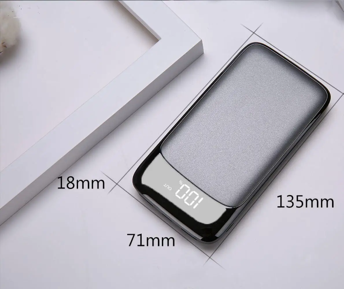 Grey 20000 mAh power Bank 2 usb type-C Led Light внешняя батарея портативное мобильное зарядное устройство телефон power bank Poverbank для Xiaomi huawei - Цвет: Grey