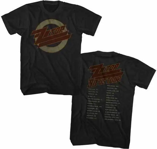 ZZ Top 1990 US гастролях взрослых Футболка Rock Music100 % хлопок прохладный|Мужские