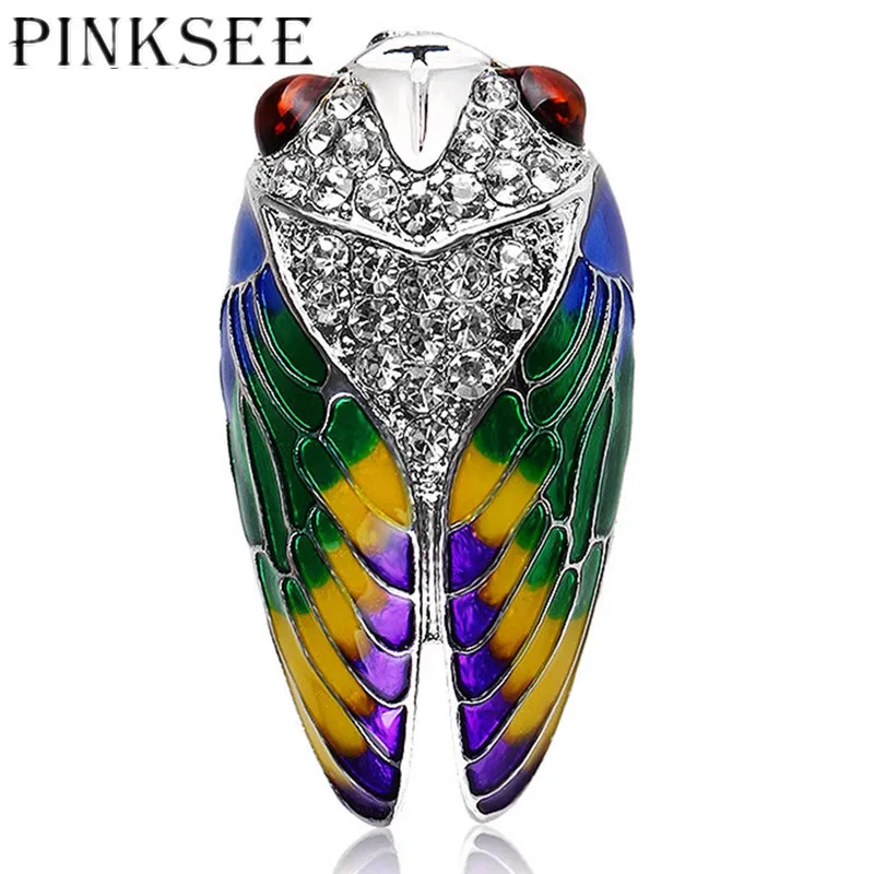 

PINKSEE Vintage Personality Rhinestone Cicada Insect Brooches for Women Trendy Brooch Pins New Arrival 2018