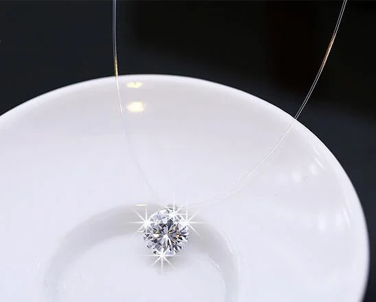 Новое ожерелье из настоящего серебра 925 пробы на прозрачной леске с кулоном