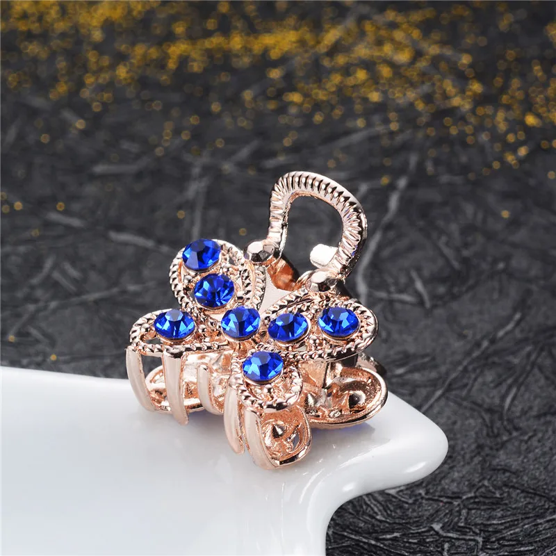 

Fashion Color Butterfly Headwear Crystal Flower Clamp Hair Claw Mini Hairwear Hair Clip Decorfor Girls Valentine's Day Gift