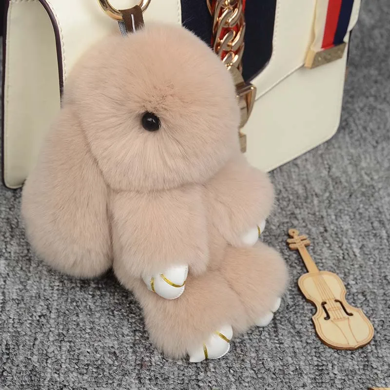Fuffy настоящий брелок из меха кролика рекс модный в форме унисекс меховой помпон
