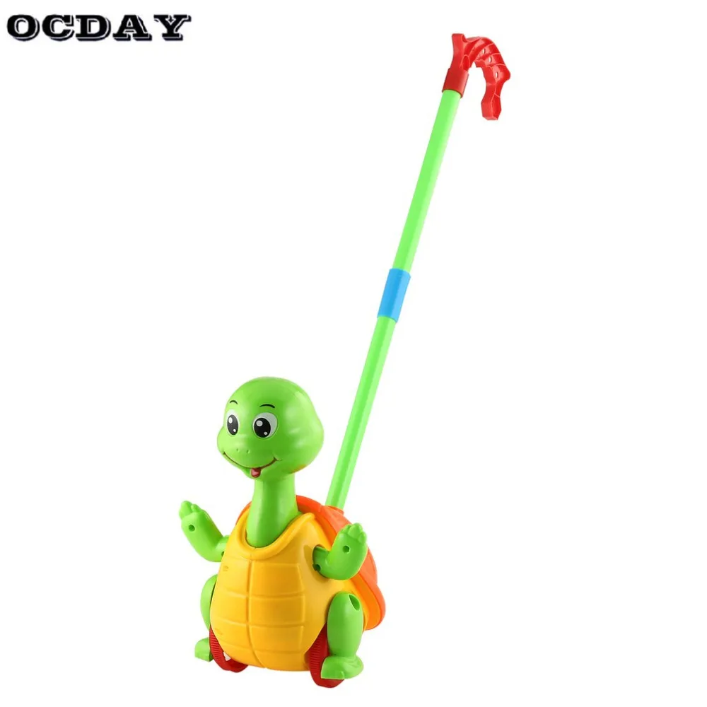 OCDAY дети ручной толкатель прогулки мультфильм животных тележки игрушки одиночный стержень ручной толкатель игрушки подарок для детей развивающие игрушки Прогулки