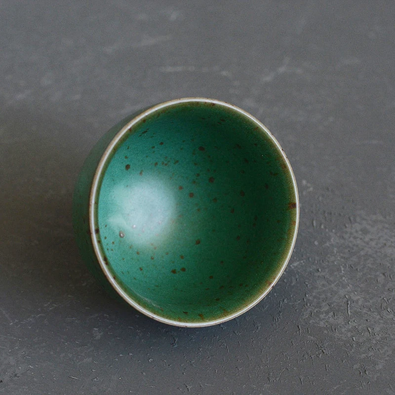 75ml Japanese Style Yao Bian Cu Tao Porcelain Tea Cup With Round Shaped White Green | Cups &amp Saucers