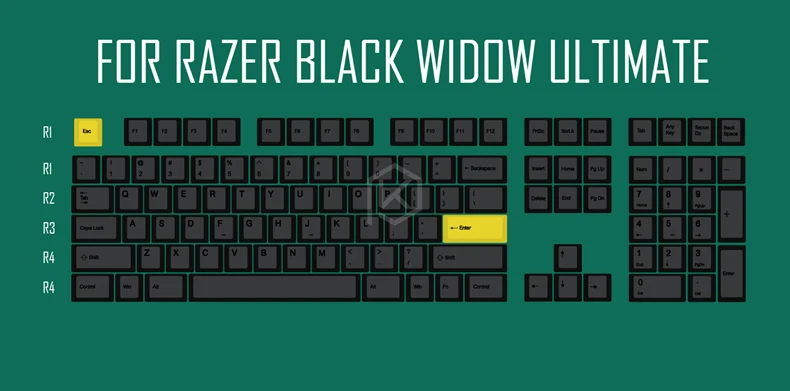 For Razer 104 Вишневый профиль краситель Sub Keycap набор толстый PBT пластик черный желтый джентльмен для gh60 xd64 xd84 xd96 tada68 87 104 razer corsair - Цвет: For Razer 104