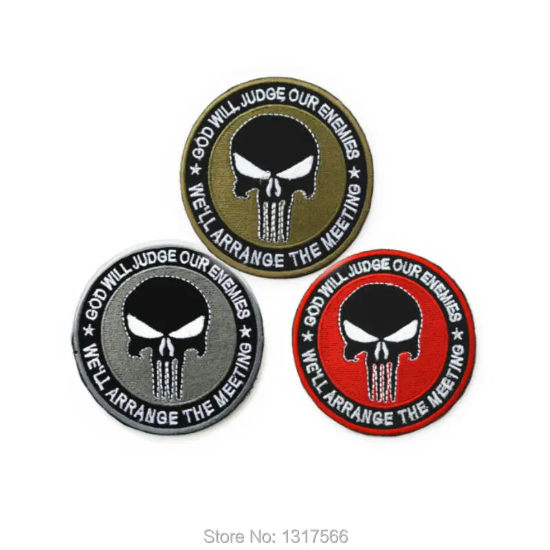 Патч с вышивкой вышитый патч изображением черепа Бога оценит наших врагов
