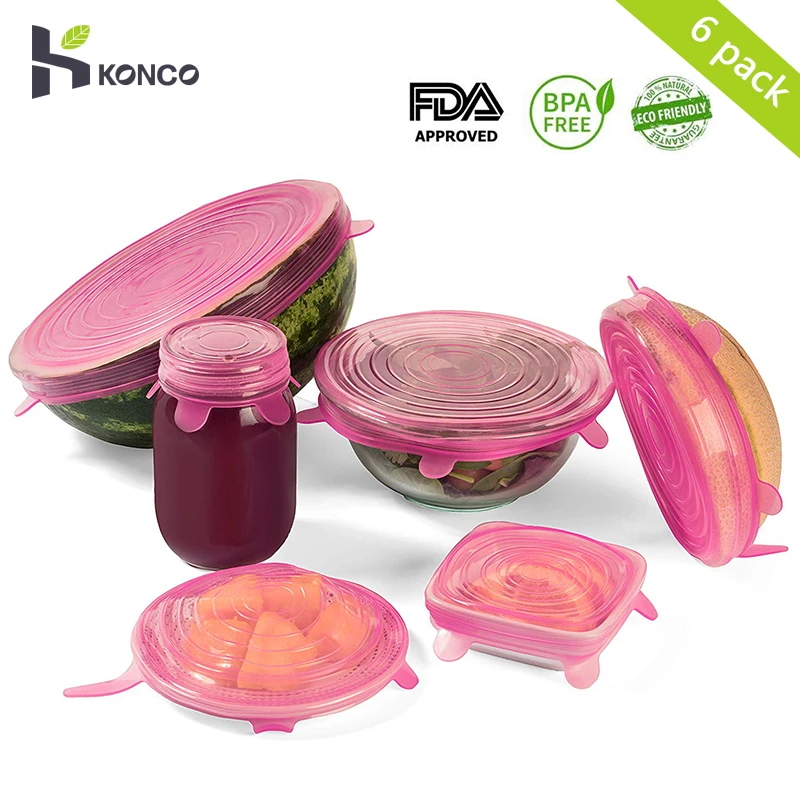 Konco 6 шт. силиконовые крышки для продуктов Многоразовые растягивающиеся кухонная