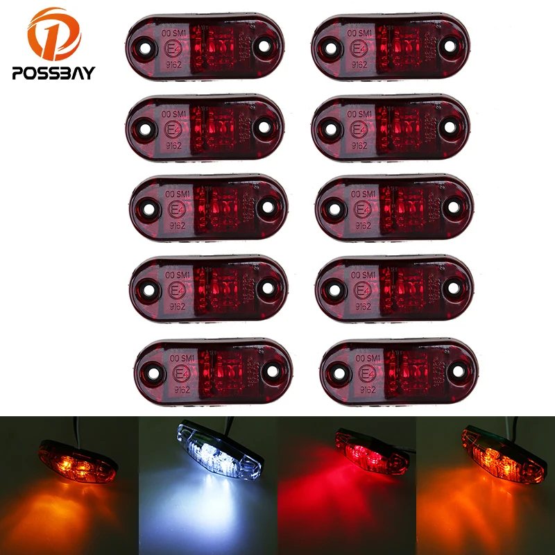 

POSSBAY 10x 2 LED Side Maker Lights Car Truck Clearance Lamp Trailer Turn Signal Lamps 12V-24V Lorry Tail Warning Light
