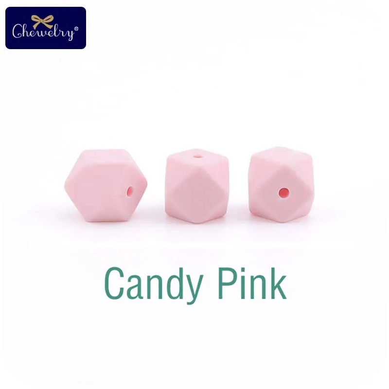 Candy Pink 10 шт. 14 мм Детские шестигранные силиконовые бусины Восьмиугольные бусины для самостоятельной сборки соски цепи перле Силиконовые Детские Прорезыватели жевательные бусины детские товары - Цвет: Candy Pink