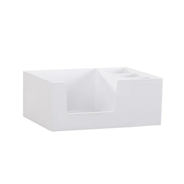 top white GOONBQ, 1 шт., 2 слоя, мульти-сетка, большая емкость, органайзер для макияжа, стол, ванная комната, косметический чехол для хранения, Офисная коробка, настольное хранение - Цвет: top white