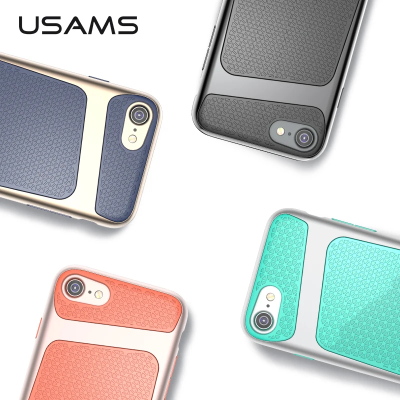 USAMS Anti-knock PC & TPU Case For iPhone 7 / Plus Anti Skid Grid texture Cover for iphone iPhone7 | Мобильные телефоны и