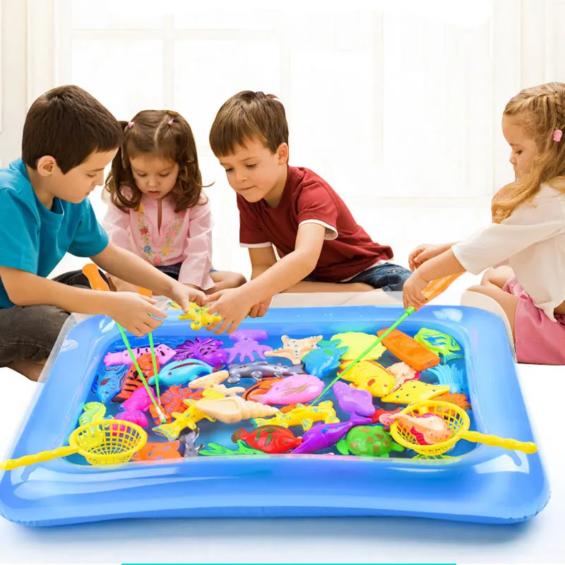 Inflatable pool Magnetic Fishing Toy Rod Net Set For Kids Child Model Play Fishing Games Outdoor Toys