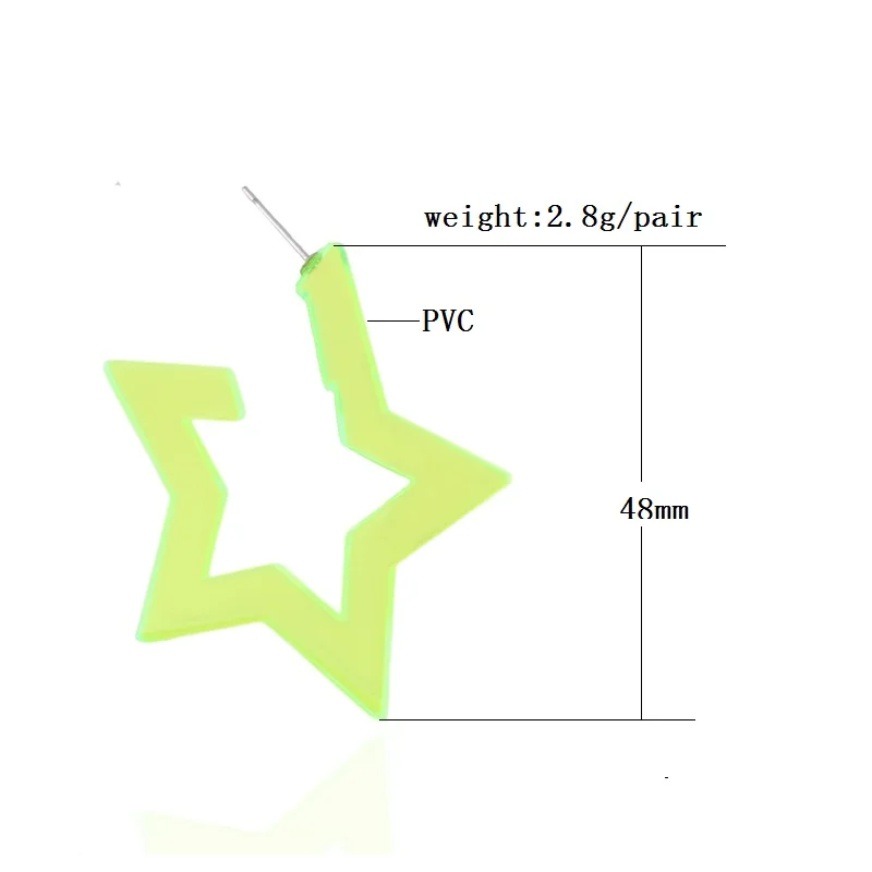 NeeFu WoFu Transparent PVC Earring star Big Earrings Fluorescent yellow Large resin earrings Brinco Ear Oorbellen Christmas | Украшения и