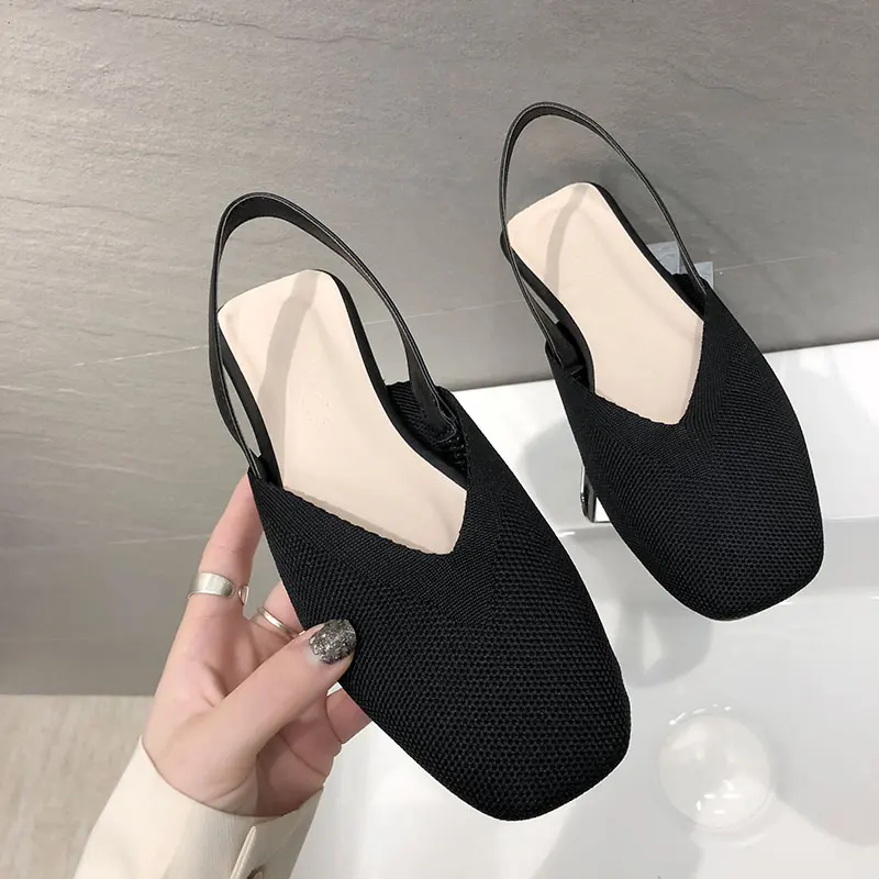 Женские Вязаные сандалии обувь на плоской платформе кроссовки из эластичной