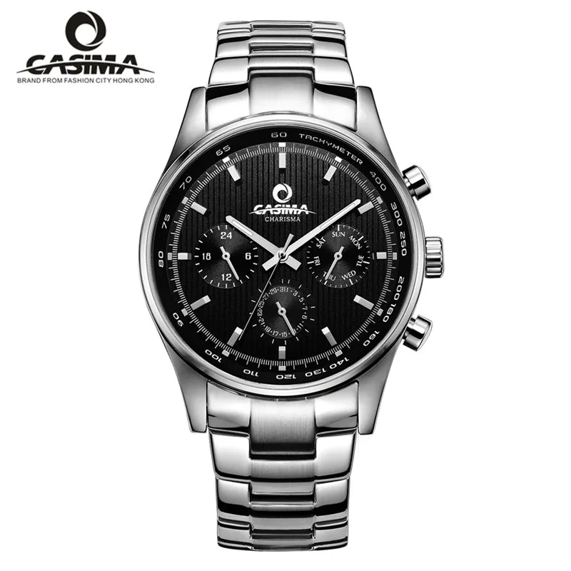 Reloj Hombre мужские модные кожаные часы, деловые часы, Повседневные Спортивные кварцевые роскошные Брендовые мужские часы CASIMA, водонепроницаемые 100 - Цвет: Серебристый