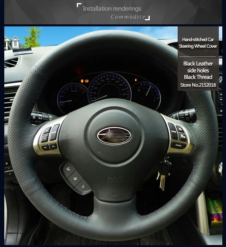Блестящий пшеничный черный кожаный чехол на руль для Subaru Forester 2008-2012 Impreza 2008-2011 Legacy 2008-2010 Exiga 2