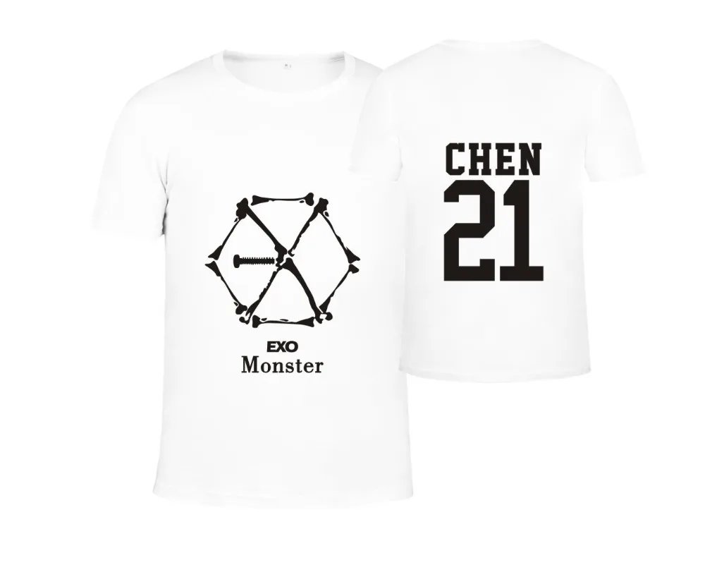 Футболка EXO BAEKHYUN Monster Базовая рубашка для концерта свободная футболка пар топ