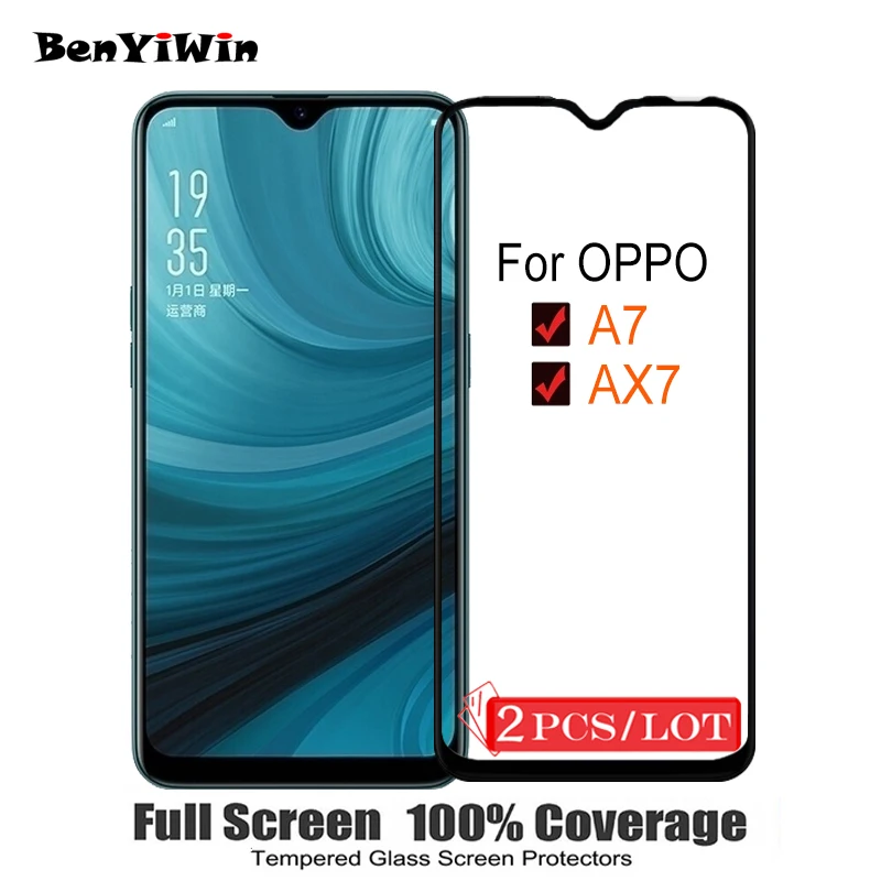 2 шт. 100% оригинальное закаленное стекло с полным покрытием для OPPO A7 AX7 защита