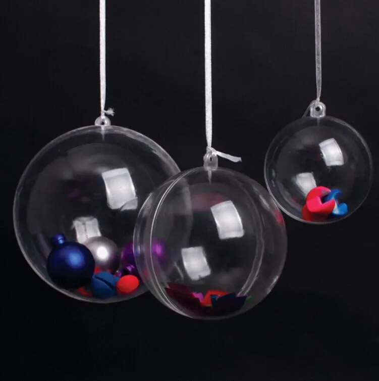 

16cm Big Christmas Balls Classic Transparent Plastic Balls Wedding Favor Candy Box Round Balls For Festive Party Supplies