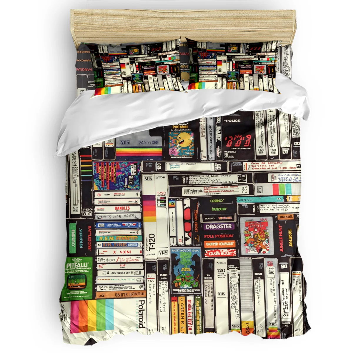 Винтаж классический музыкальной кассеты VHS игры пододеяльник набор Ретро Рок напечатанный на 3/4 шт. Постельное белье, наволочки для подушек, набор