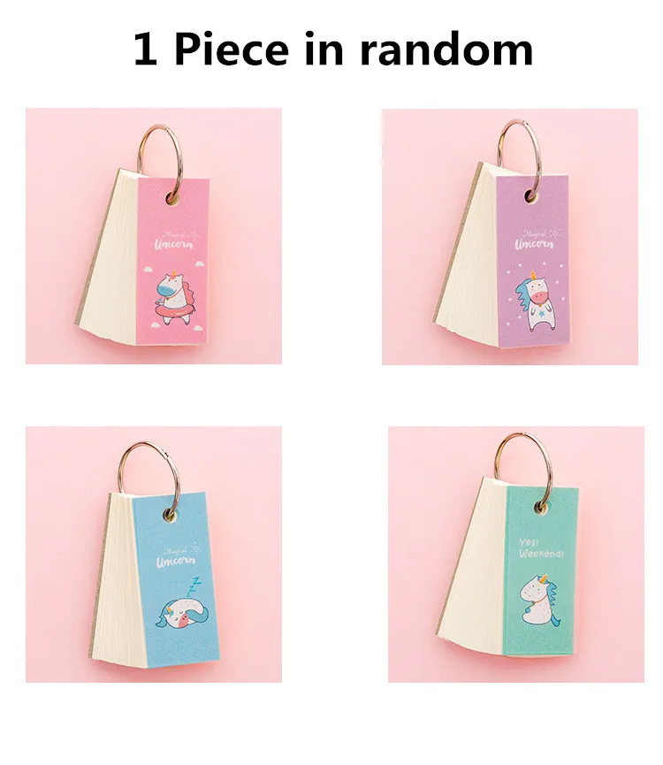 B 1 Piece in random 100 листов Kawaii Творческий зверей единорогов; исследование словарь блокнот слова карты запись читает записная книжка заметки - Цвет: B 1 Piece in random