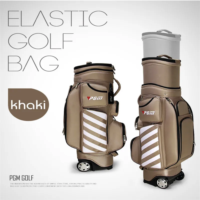 Khaki PGM профессиональная Выдвижная сумка для гольфа, большая сумка для хранения, унисекс, для гольфа, авиационный набор, сумки с колесом и дождевик, высокое качество, прочный - Цвет: Khaki