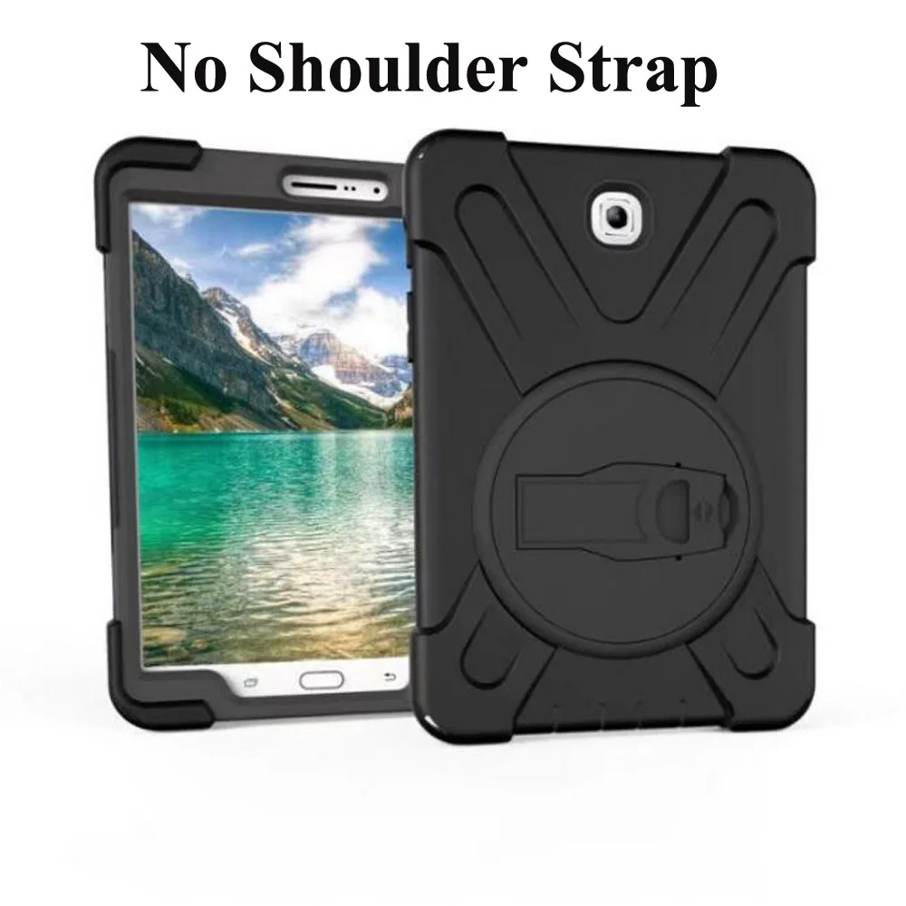Black Чехол для samsung Galaxy Tab S2 8,0 T710 T713 T715 T719, безопасный противоударный сверхмощный вращающийся на 360+ плечевой ремень - Цвет: Black