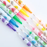 6 pcslot good luck twin side writing color highlighter pen markers fine liner fluorescent pens office school supplies fb688