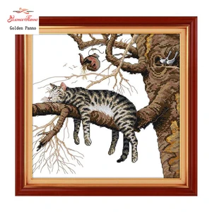 Golden panno,Needlework,Embroidery,DIY Animal Painting,Cross
stitch,kits,11ct lazy cat home Cross-stitch,Sets For Embroidery