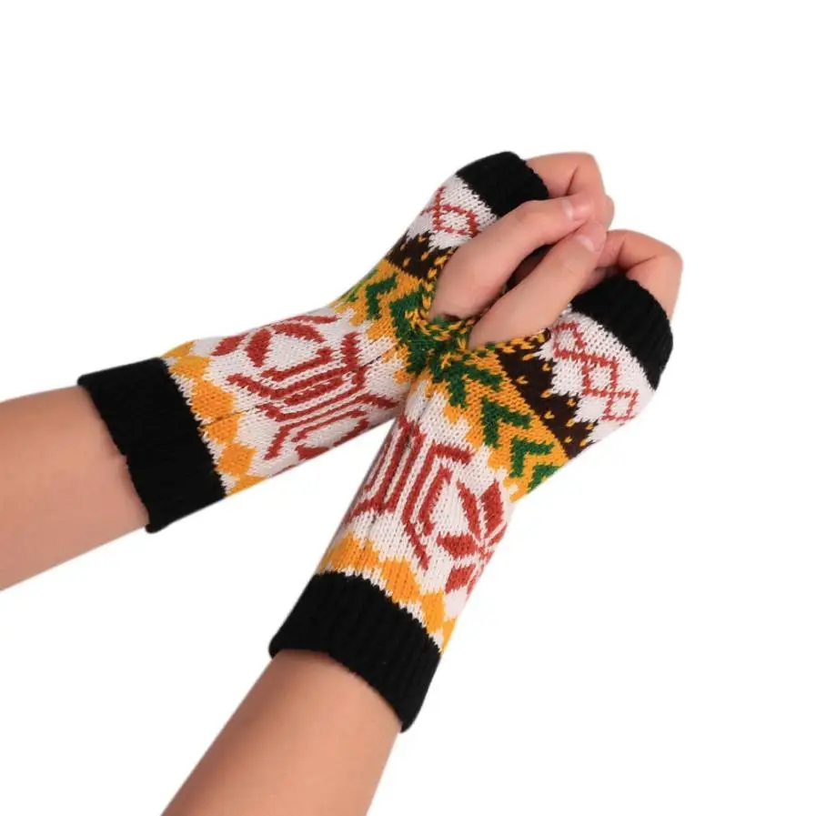 Black Feitong/ осень-зима Для женщин тепло Трикотажные ARM Пальцев Прихватки для мангала длинные эластичные варежки Для мужчин Для женщин зима Рука теплые женские - Цвет: Black