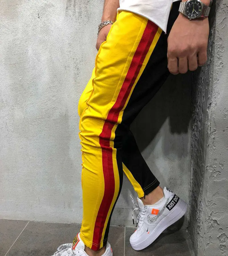 SLOUPPG мужские повседневные Бодибилдинг брюки Тонкий уличная 2019 jogger Fit полосатый