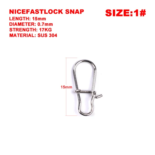 NiceFastlock Snap 1 100 шт./лот рыболовные Вертлюги NiceFastlock оснастка рыболовный бочонок Вертлюг предохранительная защелка 12 мм-33,5 мм Поворотная защелка 0#-8# рыболовное снаряжение Pesca - Цвет: NiceFastlock Snap 1