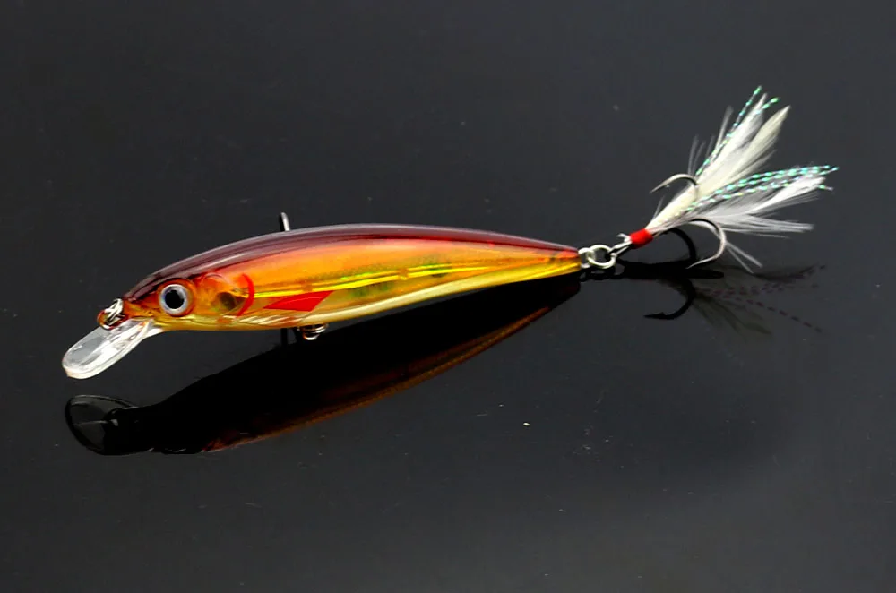 1 шт. рыболовная приманка в виде гольяна для дайвинга с крючками из перьев жесткая