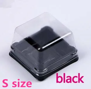 S size black pad 50 шт. прозрачный пластиковый яичный желток Puff Поле тесто хлеб луна торт посылка ящики для хранения кекс Cookie хлебобулочные pack коробка - Цвет: S size black pad