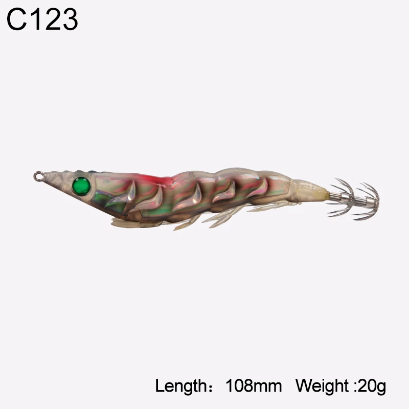3514-C123 Kingdom Hot Fishing Squid Lure 108mm 20g High Quality Sinking Hard Baits Squid Shrimp Jig Lure Fishing Tackle Wobblers - Цвет: 3514-C123
