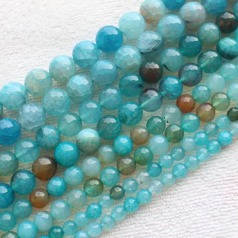 Граненые синие Агаты с трещинами 6 12 мм бусины россыпью 15 дюймов для изготовления