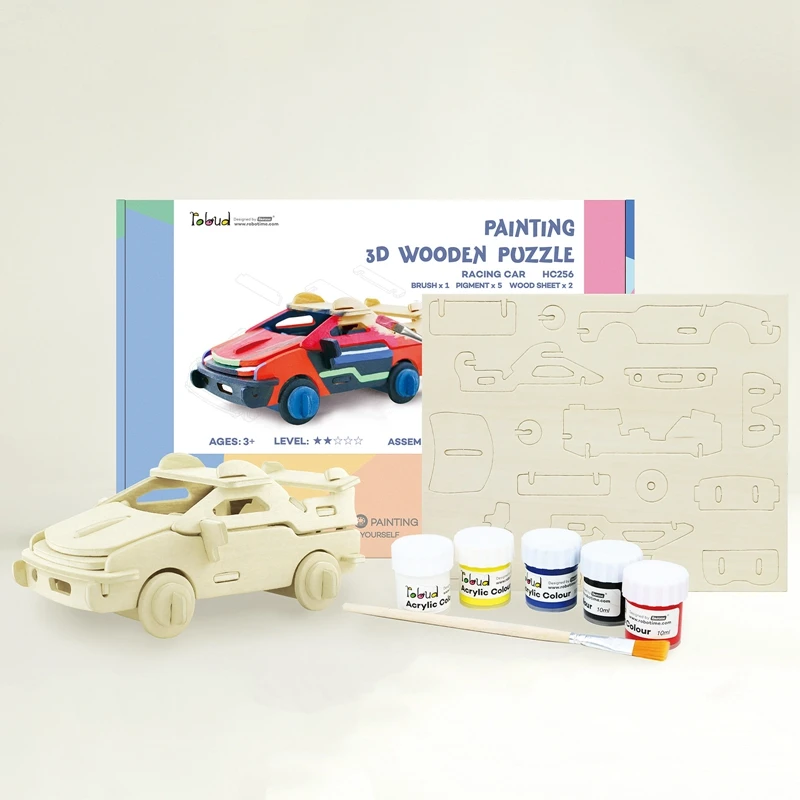 Robud сборки деревянная картина гоночный автомобиль Игрушечные машинки обучения