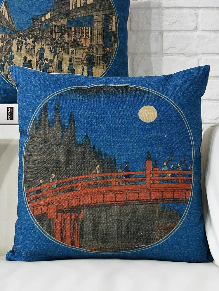 Японская Подушка Ukiyo-e Fujiyama, винтажная льняная подушка, подушки Подушка домашний декор для дивана подушки