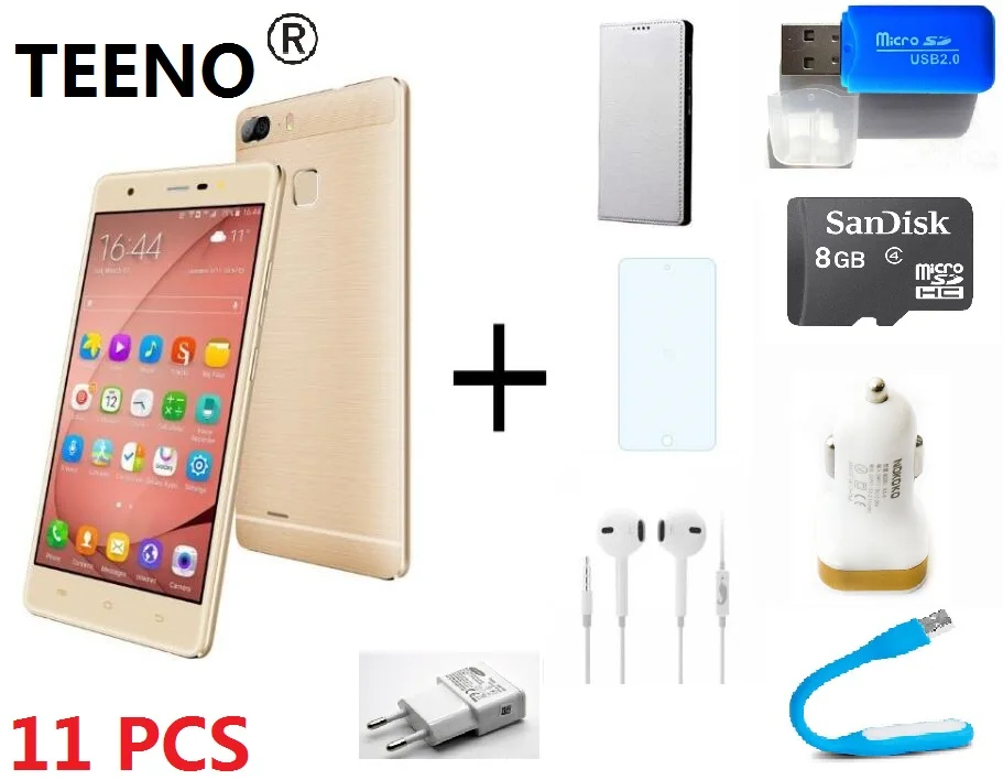 Разблокирована TEENO 5.5 &quotHD Смартфон Двойной Камеры Заднего Золотой Мобильный