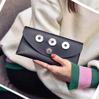 brand new 02 bag snap button purse pu leather wallet bags charms bracelet jewelry for women fit 18mm button 20cm10cm 1cm