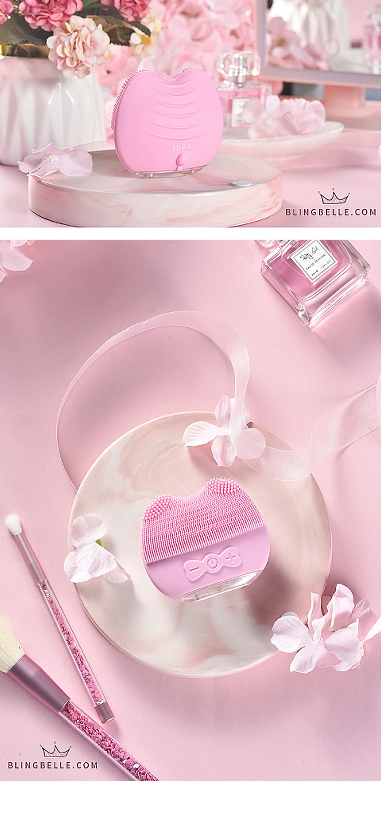BlingBelle Мягкая силиконовая Очищающая щетка для лица для мытья высокочастотного лица Usb зарядка силиконовый массажер для кожи лица уход