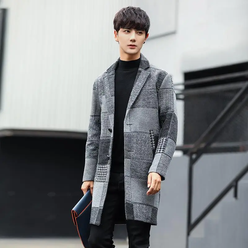 Manteau Homme Moleton Casaco Masculino Plaszcz длинные Cappotto Uomo для мужчин весна зима плед Slim Fit рок