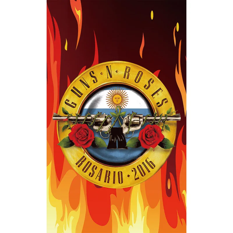 Бесплатная доставка Пистолеты n Roses GNR круг пуля пламя ткани плакат флаг баннер 100D