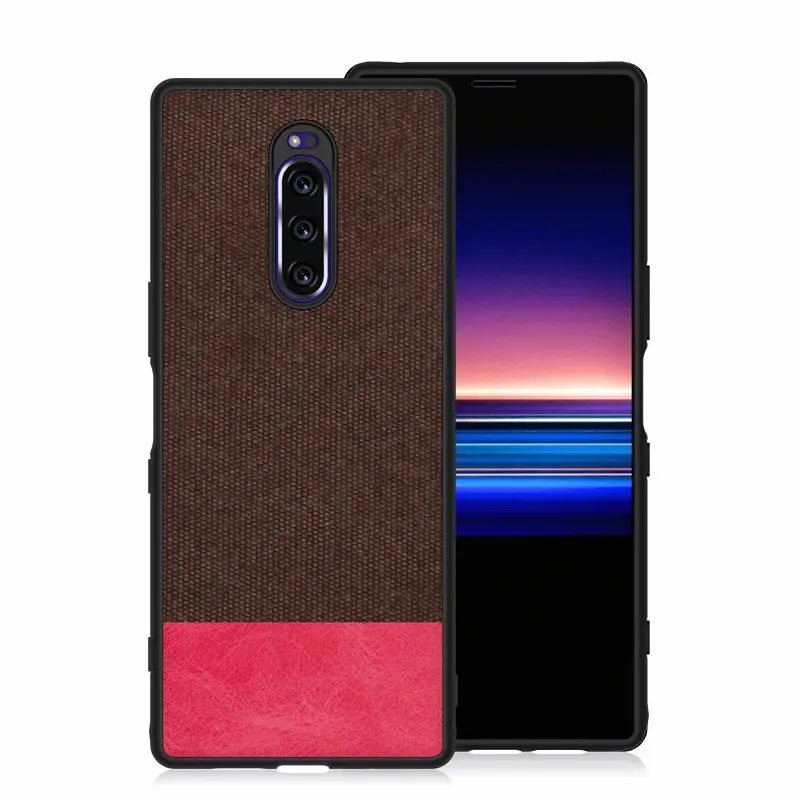 Coffee-2 SRHE для sony Xperia 1 чехол, винтажный тканевый силиконовый чехол, полное заднее покрытие для sony Xperia 1 Xperia1 J8110 J8170 J9110 - Цвет: Coffee-2