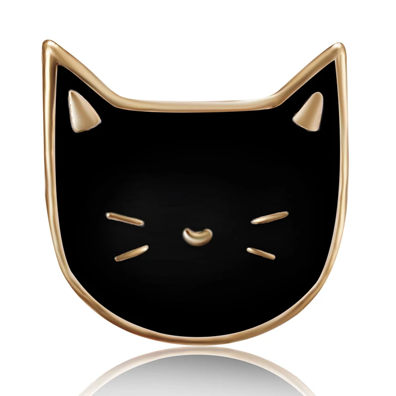 black Черно-белый эмалированный Cat Броши милый, с кошками, животными булавки броши для Для женщин Летнее платье для девочек декоративные украшения Нагрудный значок подарок - Окраска металла: black