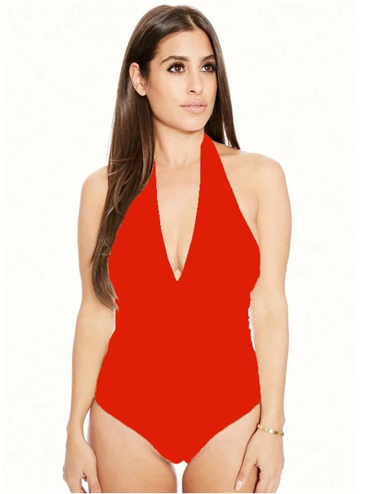 2019 European and American women's New 9-color sexy Triangle one-piece top wild shirt Summer Beach Bathing Suits female |